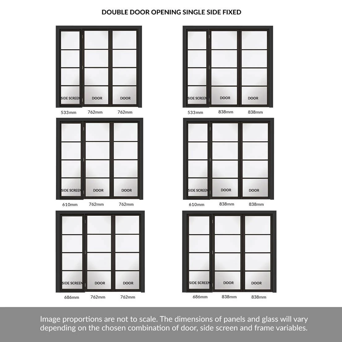 ThruEasi Room Divider - Soho 4 Pane Black Primed Clear Glass Unfinished Double Doors With Single Side 3 ThruEasi Room Divider - Soho 4 Pane Black Primed Clear Glass Unfinished Double Doors With Single Side - Image 3