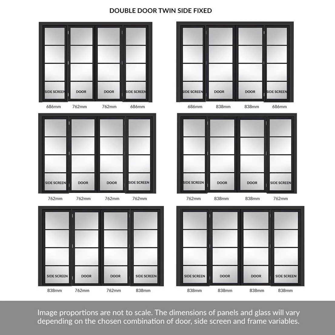 ThruEasi Room Divider - Soho 4 Pane Charcoal Clear Glass - Prefinished Double Doors With Double Sides 4 ThruEasi Room Divider - Soho 4 Pane Charcoal Clear Glass - Prefinished Double Doors With Double Sides - Image 4