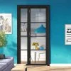 ThruEasi Room Divider - Soho 4 Pane Black Primed Clear Glass Unfinished Industrial Door With Narrow Single Side