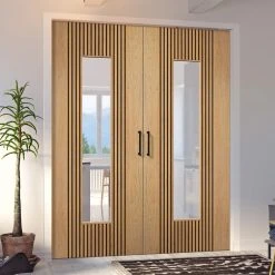 Sydney Oak Internal Door Pair - Clear Glass - Prefinished