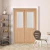 ThruEasi Room Divider - Belize Oak Door Silkscreen Etched Clear Glass Unfinished Door With Single Side