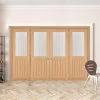 ThruEasi Room Divider - Belize Oak Double Doors Silkscreen Etched Clear Glass Unfinished Double Doors With Double Sides