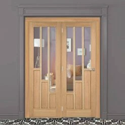 ThruEasi Room Divider - Coventry Contemporary Oak Clear Glass Unfinished Door With Single Side