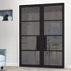 Chelsea 4 Pane Black Primed Internal Door Pair - Tinted Glass