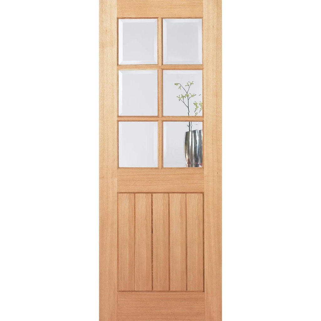 Internal Door And Frame Kit - Mexicano Oak 6 Light Internal Door - Bevelled Clear Glass 2 Internal Door And Frame Kit - Mexicano Oak 6 Light Internal Door - Bevelled Clear Glass - Image 2