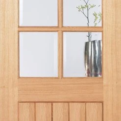 Mexicano Oak 6 Pane Internal Door - Bevelled Clear Glass -LPD Door traditional door mexicano glazed 6l bevelled lpd mmmid