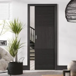 Bespoke Tres Charcoal Black Flush Single Pocket Door - Prefinished