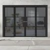 ThruEasi Room Divider - Tribeca 3 Pane Black Primed Tinted Glass Unfinished Double Doors With Double Sides
