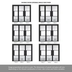 ThruEasi Room Divider - Tribeca 3 Pane Black Primed Clear Glass Unfinished Double Doors With Single Side -LPD Door tribeca clear glass door directdoors modern doors TRIBLACLR30 THRT8