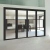 ThruEasi Room Divider - Tribeca 3 Pane Black Primed Clear Glass Unfinished Double Doors With Double Sides