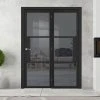 ThruEasi Room Divider - Tribeca 3 Pane Black Primed Tinted Glass Unfinished Door With Single Side