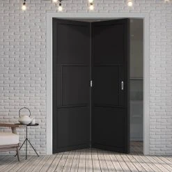 Two Folding Doors & Frame Kit - Tribeca 3 Panel Black Primed 2+0