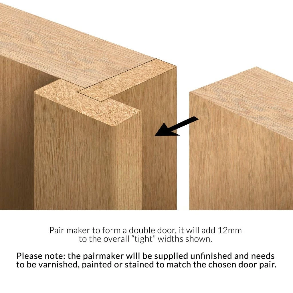 Kilburn 1 Pane Oak Internal Door Pair - Clear Glass 8 Kilburn 1 Pane Oak Internal Door Pair - Clear Glass - Image 8