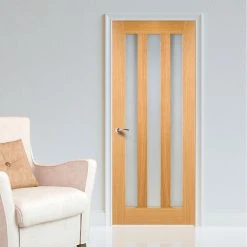 Bespoke Utah Oak Internal Door - Frosted Glass