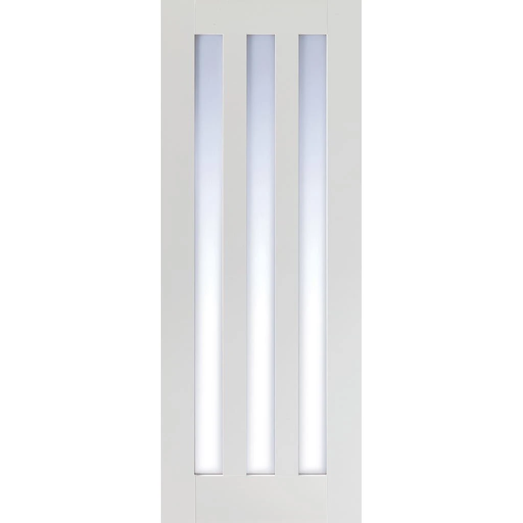 Premium Single Sliding Door & Wall Track - Utah 3 Pane Door - Clear Glass - White Primed 2 Premium Single Sliding Door & Wall Track - Utah 3 Pane Door - Clear Glass - White Primed - Image 2