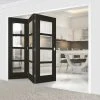 Three Folding Doors & Frame Kit - Vancouver Smoked Oak Internal Doors - Clear Glass - Prefinished