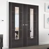 Laminate Vancouver Dark Grey Internal Door Pair - Clear Glass - Prefinished