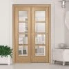 ThruEasi Room Divider - Vancouver 4 Pane Oak Clear Glass Prefinished Door With Single Side