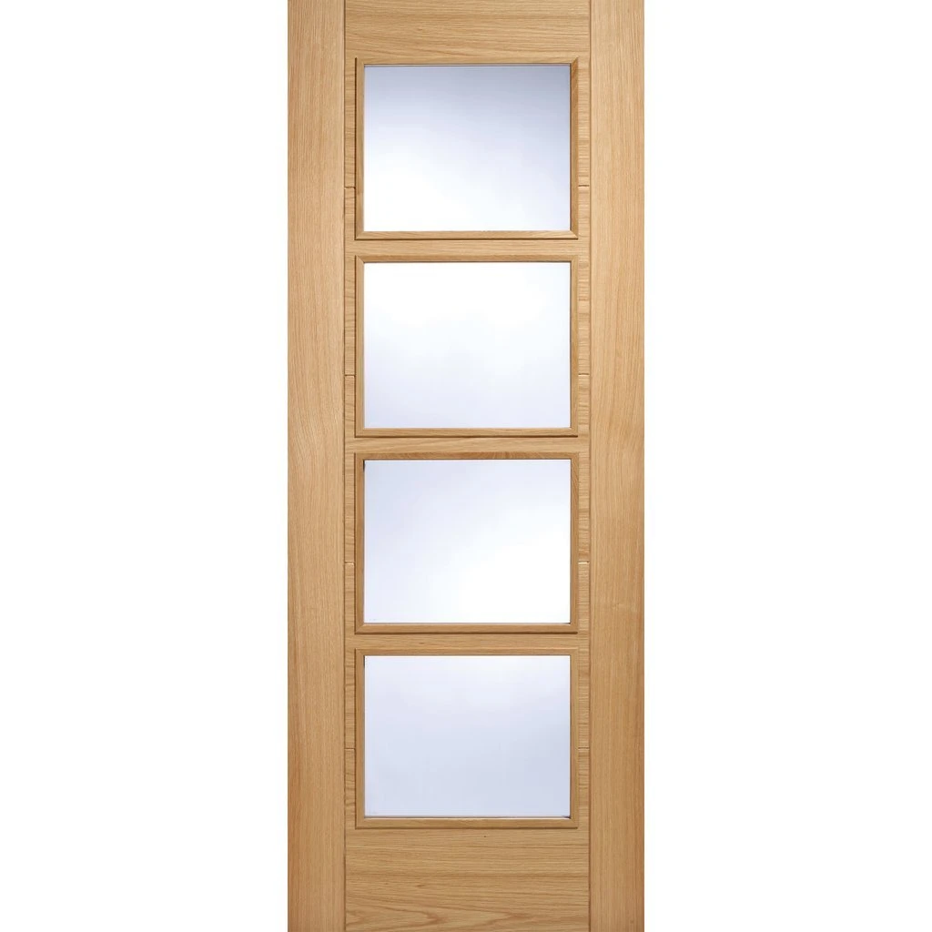 Bespoke Vancouver Oak 4L Internal Door Pair - Clear Glass - Prefinished 2 Bespoke Vancouver Oak 4L Internal Door Pair - Clear Glass - Prefinished - Image 2