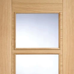 Bespoke Vancouver Oak 4L Internal Door - Clear Glass - Prefinished -LPD Door vancouver glazed door 4 panel lpd top6