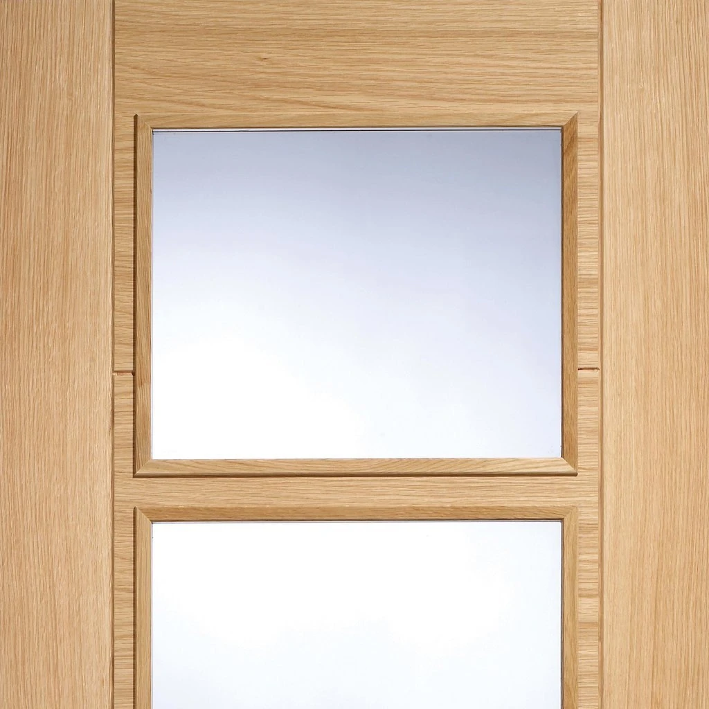 Bespoke Vancouver Oak 4L Internal Door Pair - Clear Glass - Prefinished 3 Bespoke Vancouver Oak 4L Internal Door Pair - Clear Glass - Prefinished - Image 3