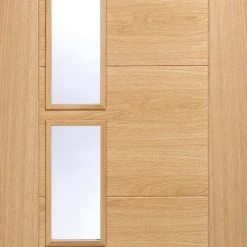 Vancouver Oak 4 Pane Internal Door - Clear Glass Offset Pane - Prefinished -LPD Door vancouver glazed door lpd mid