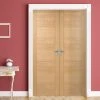 Bespoke Vancouver Oak 5P Style Flush Internal Door Pair - Prefinished