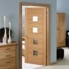 Bespoke Vancouver Oak 4LS Internal Door Diamond Lined Clear Glass - Prefinished