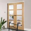 Bespoke Vancouver Oak 4L Internal Door Pair - Clear Glass - Prefinished
