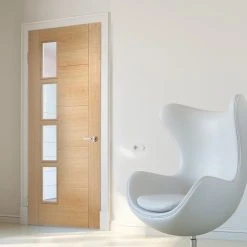 Bespoke Vancouver Oak 4L Internal Door - Clear Glazed Offset - Prefinished
