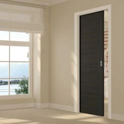 Vancouver Smoked Oak Flush Internal Single Evokit Pocket Doors - Prefinished