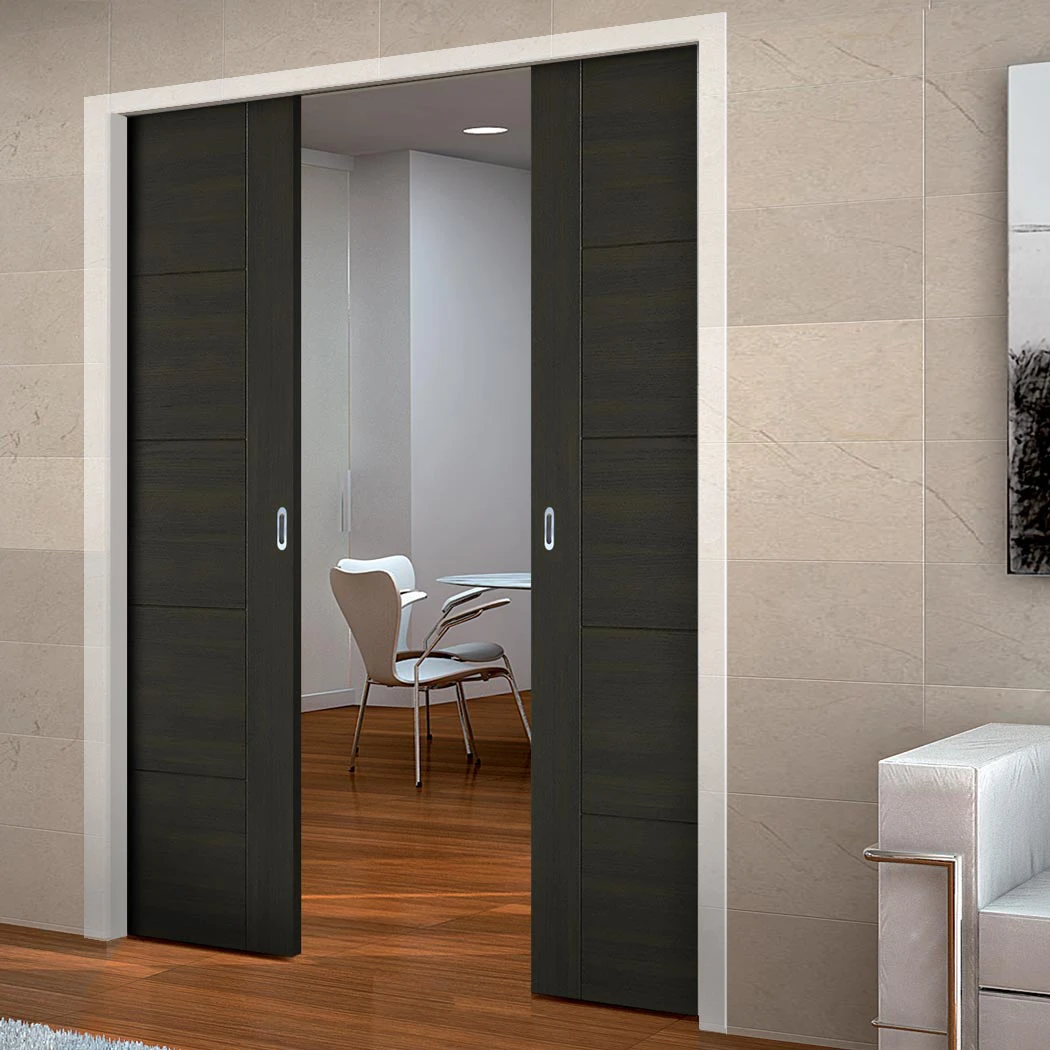 Vancouver Smoked Oak Flush Internal Double Evokit Pocket Doors - Prefinished 1 Vancouver Smoked Oak Flush Internal Double Evokit Pocket Doors - Prefinished