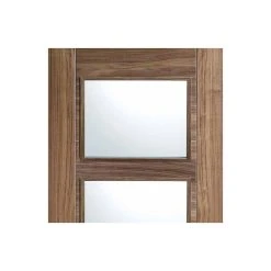 Bespoke Thruslide Surface Vancouver Walnut 4L Door - Clear Glass - Sliding Door And Track Kit - Prefinished -LPD Door walnut vancouver glazed 4l top8