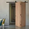 SpaceEasi Top Mounted Black Folding Track & Double Door - Wexford Oak Door - Unfinished