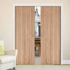 Wexford Oak Flush Double Evokit Pocket Doors