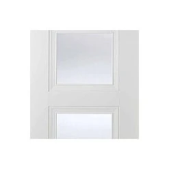 Pass-Easi Two Sliding Doors And Frame Kit - Amsterdam 3 Panel Door - Clear Glass - White Primed -LPD Door white amsterdam glazed 3l mid