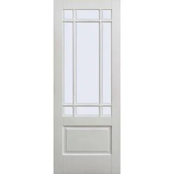 Downham Internal Door Pair - Bevelled Clear Glass - White Primed -LPD Door white door downham clear bevelled glass main1