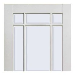 Downham Internal Door Pair - Bevelled Clear Glass - White Primed -LPD Door white door downham clear bevelled glass top1