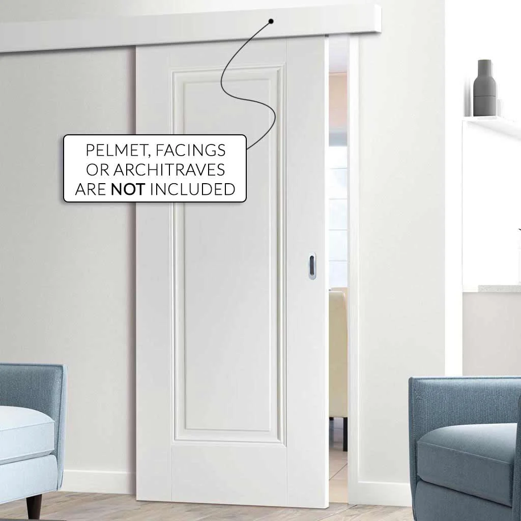 Single Sliding Door & Wall Track - Eindhoven 1 Panel Door - White Primed 2 Single Sliding Door & Wall Track - Eindhoven 1 Panel Door - White Primed - Image 2