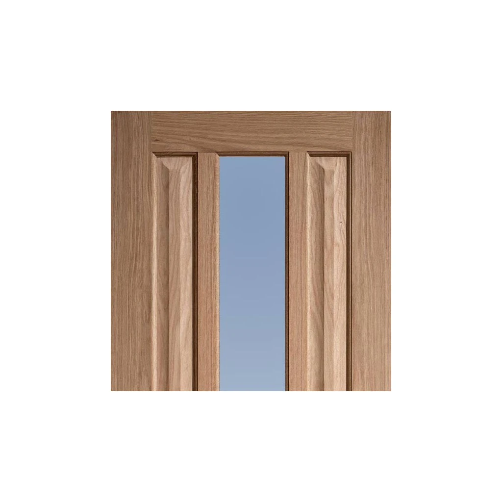 Kilburn 1 Pane Oak Internal Door Pair - Clear Glass 4 Kilburn 1 Pane Oak Internal Door Pair - Clear Glass - Image 4