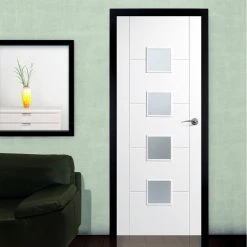 Vancouver Flush Internal Door - Frosted Glass - White Primed