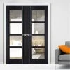 Bespoke Ash Grey Zanzibar Internal Door Pair - Clear Glass - Prefinished