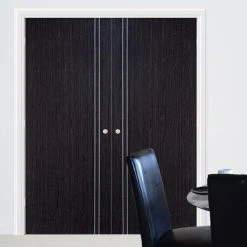 Bespoke Ash Grey Zanzibar Internal Door Pair - Prefinished